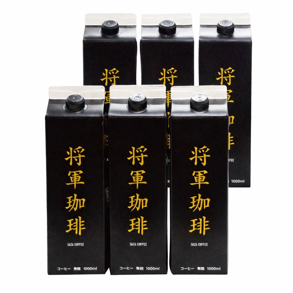  【賞味期限間近】将軍冷珈琲 無糖 1000ml 6本